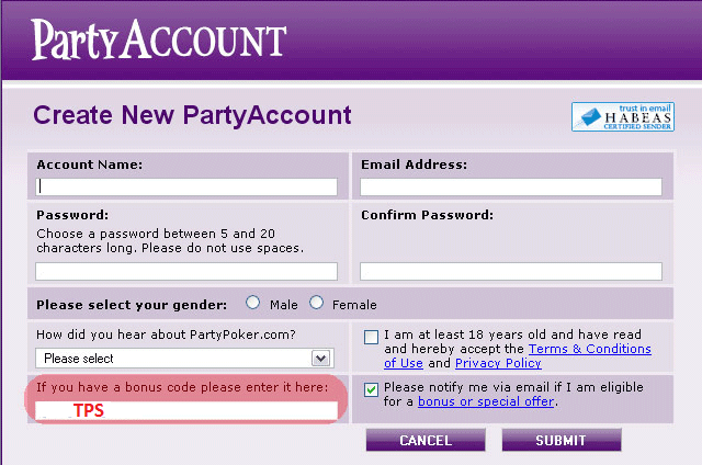 Party Poker Sign Up