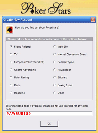 PokerStars Marketing Code